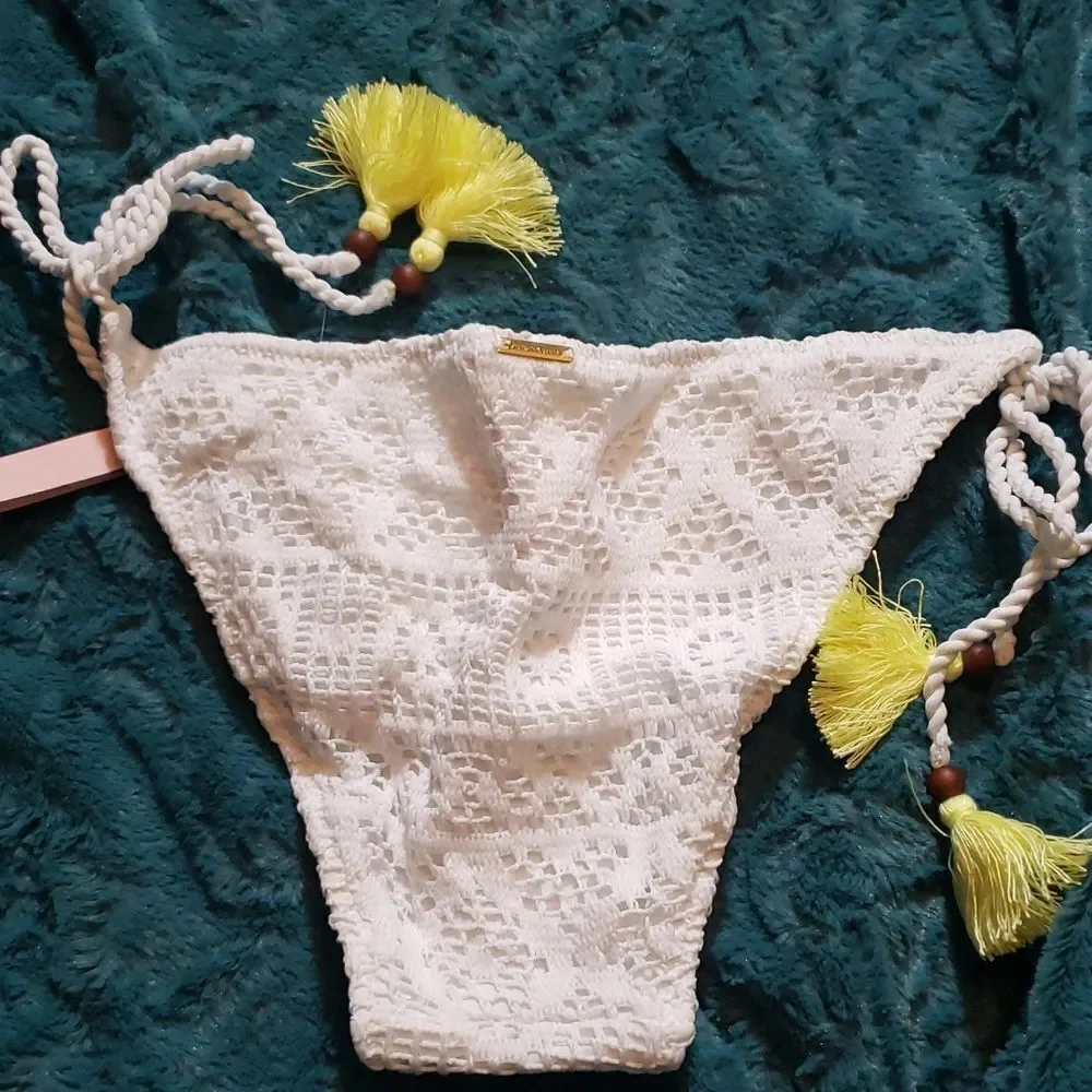VS white crocheted bikini bottom